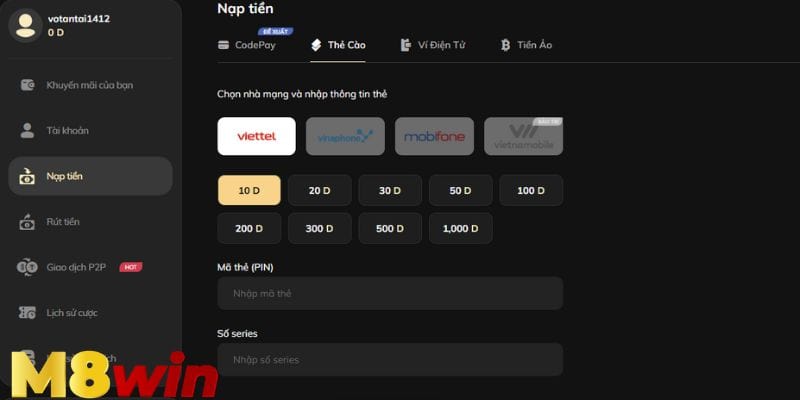 Một số lưu ý quan trọng khi nạp rút tiền tại M8Win